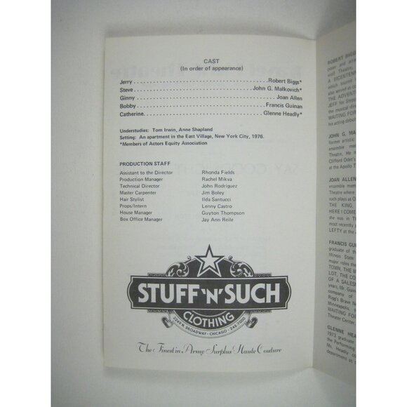 Say Goodnight Gracie Travel Light Theatre Program 1979 Ralph Pape Pendleton - Picture 3 of 5